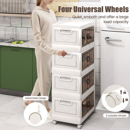 27/34/44/59/78/92.5 Gal Stackable Storage Bins with Lockable Wheels-44 Gal-4-Tier