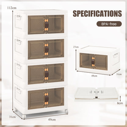 27/34/44/59/78/92.5 Gal Stackable Storage Bins with Lockable Wheels-44 Gal-4-Tier