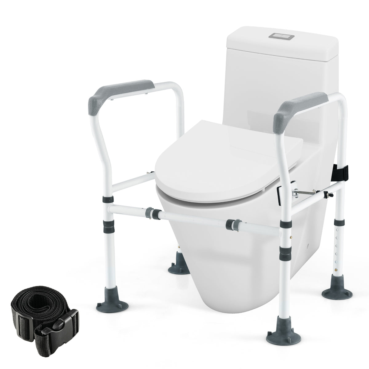 Stand Alone Toilet Safety Frame with Adjustable Height and Width-Grey