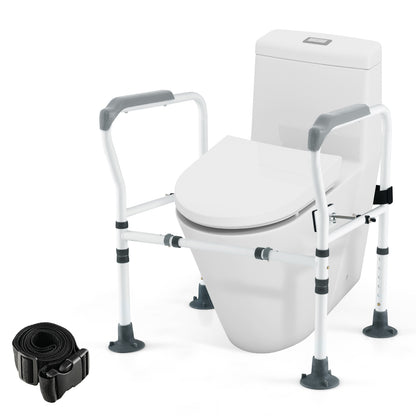 Stand Alone Toilet Safety Frame with Adjustable Height and Width-Grey