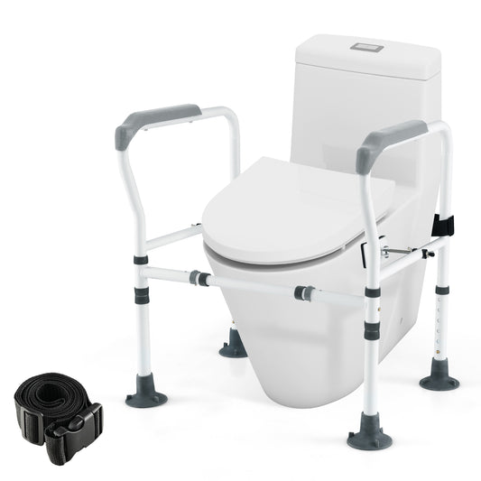 Stand Alone Toilet Safety Frame with Adjustable Height and Width-Grey