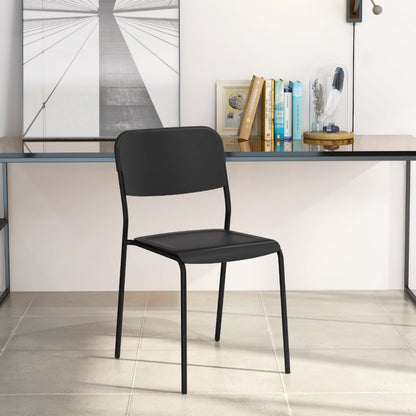 Modern Dining Chairs Set of 4 with Tilted Backrest and Sturdy Metal Legs-Black