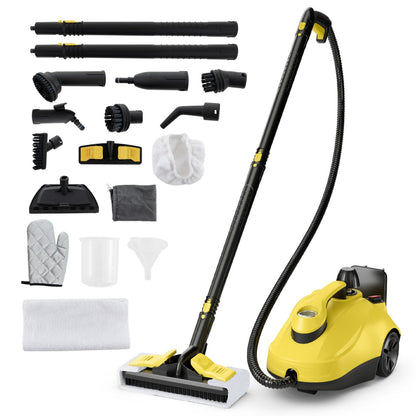 1.8L Steam Cleaner 2000W with 15 Piece Accessory Set-Yellow