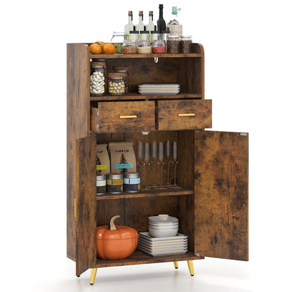 Storage Cabinet with 2 Drawers and 2 Doors-Rustic Brown