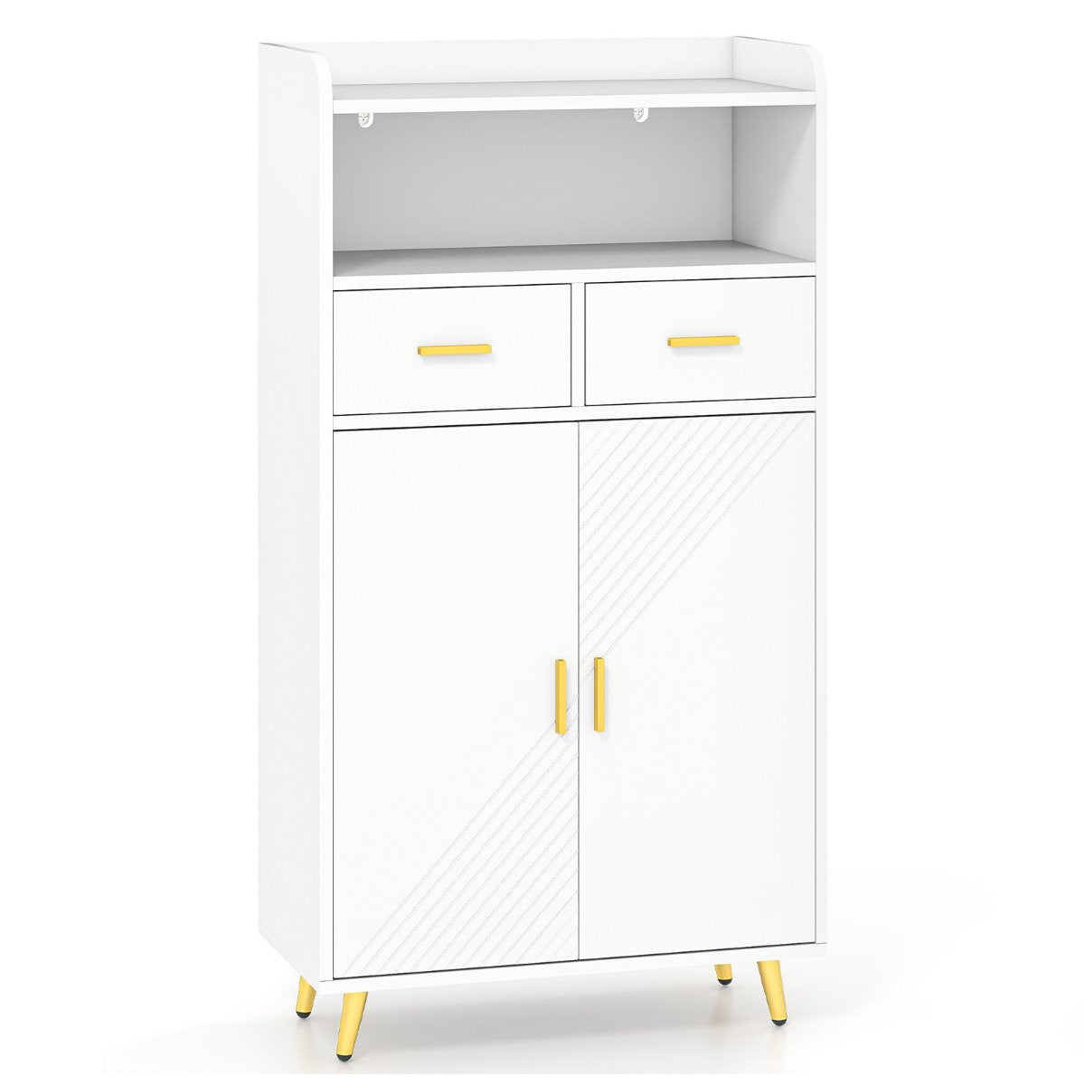 Storage Cabinet with 2 Drawers and 2 Doors-White