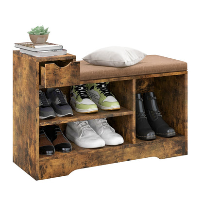 Storage Shoe Bench with Removable Cushion-Brown