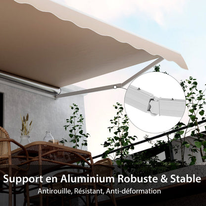 13 × 8 Feet Retractable Patio Awning Aluminum Deck Sunshade-Beige