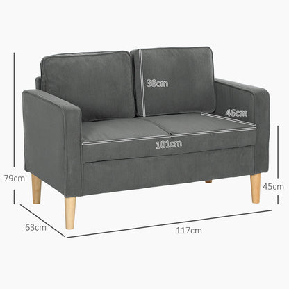 HOMCOM Mała dwuosobowa sofa sztruksowa - szara