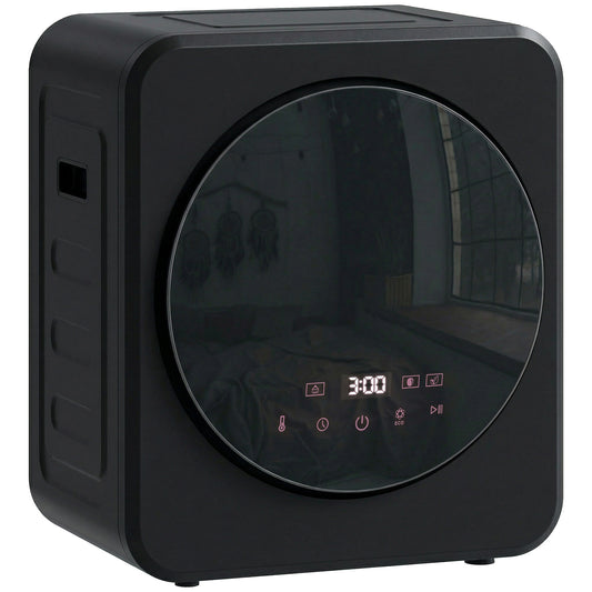 HOMCOM Vented Tumble Dryer, 4 kg Front Tumble Dryer with Stainless Steel Tub, 800W Compact Freestanding Black