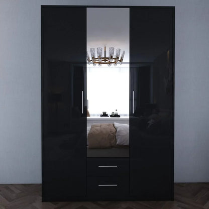 WINSTEAD 3 Door Mirrored Wardrobe Black 120cm
