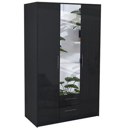 WINSTEAD 3 Door Mirrored Wardrobe Black 120cm