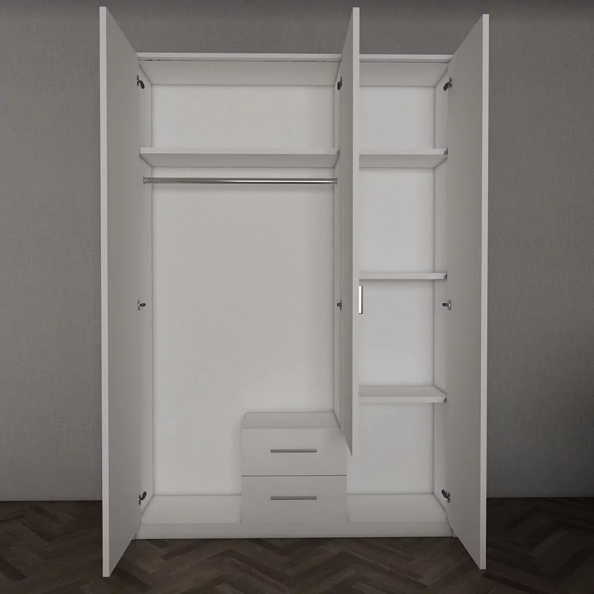 WINSTEAD 3 Door Mirrored Wardrobe Black 120cm