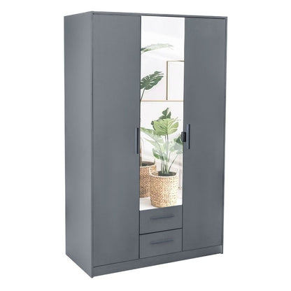 WINSTEAD 3 Door Mirrored Wardrobe Grey 120cm