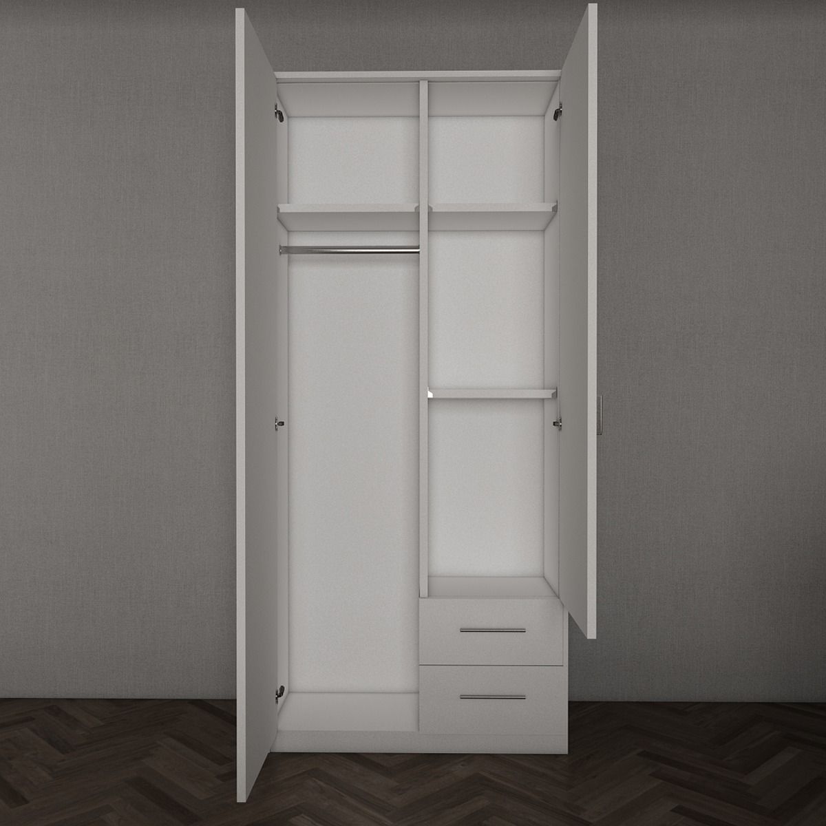 WINSTEAD 2 Door Mirrored Wardrobe Planked Oak 90cm