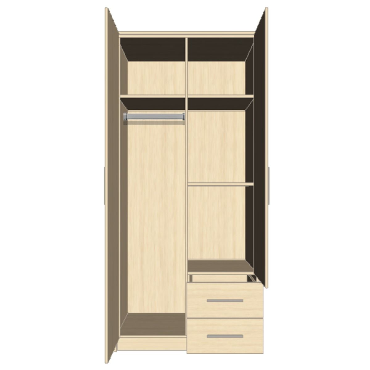 WINSTEAD 2 Door Mirrored Wardrobe Planked Oak 90cm