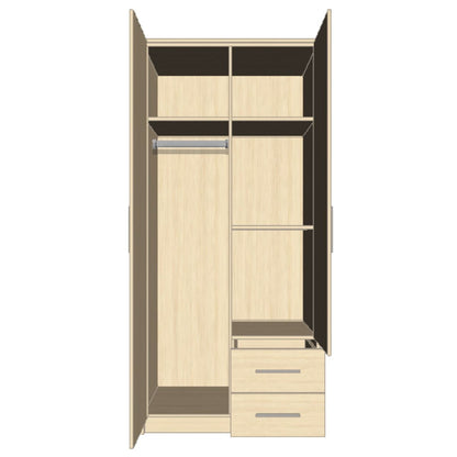 WINSTEAD 2 Door Mirrored Wardrobe Planked Oak 90cm