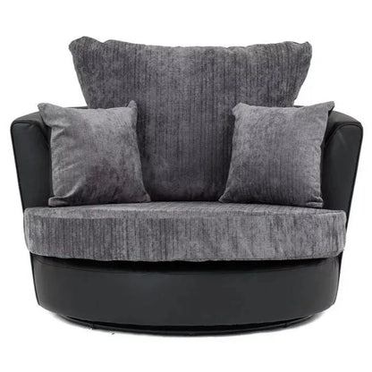 Dylan Chenille Fabric Corner Sofa in Black and Grey