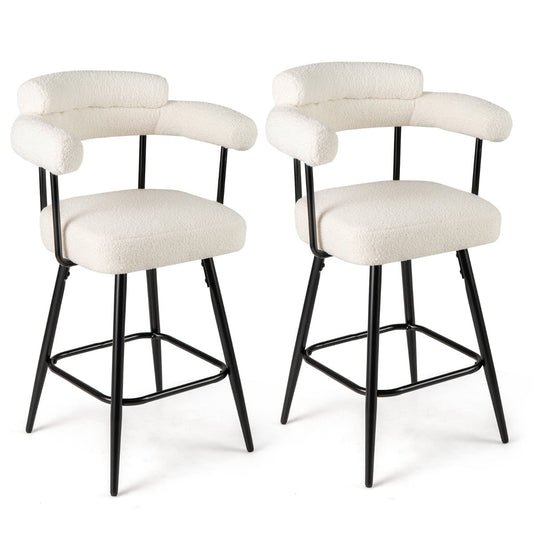 Swivel Bar Stool Set of 2 Counter Height Chairs in White