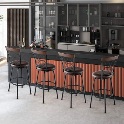 Swivel Bar Stool Set of 2 with Adjustable Height, Cozy Seat and Backrest