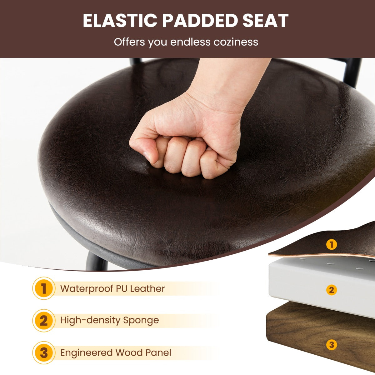 Swivel Bar Stool Set of 2 with Adjustable Height, Cozy Seat and Backrest