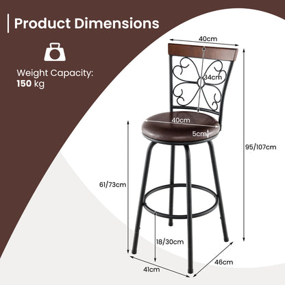 Swivel Bar Stool Set of 4 with Cozy Seat and Backrest