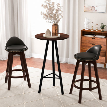 Swivel Bar Stool Set of 4 with Low Back and Rubber Wood Legs