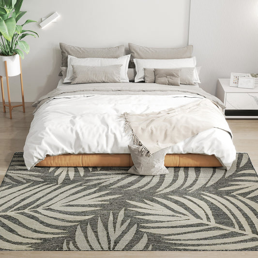HOMCOM UV Resistant Indoor & Outdoor Area Rug, Easy-Cleaning Machine Washable Rug for Patio, Garden, Kitchen, Bathroom or Living Room, 230 x 160 cm, Grey
