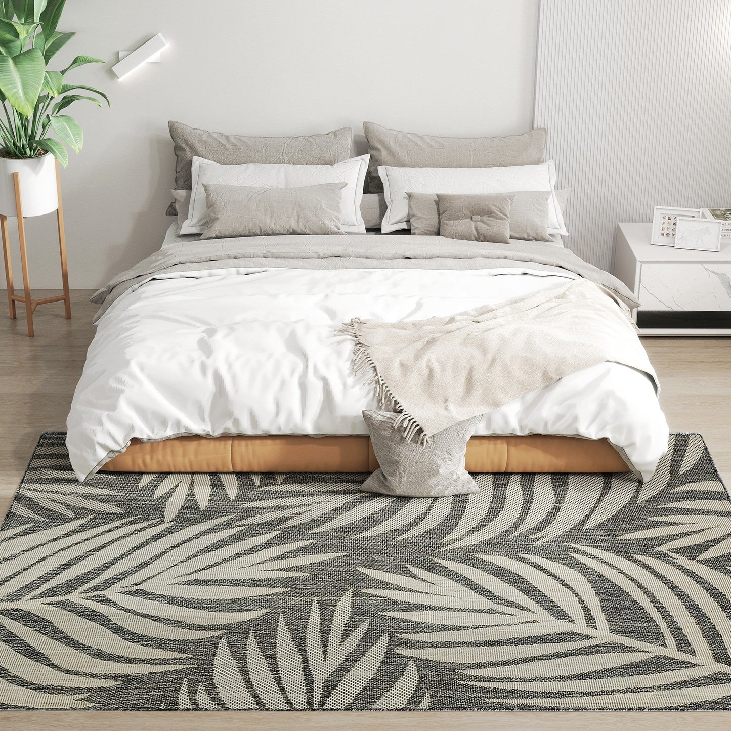 HOMCOM UV Resistant Indoor & Outdoor Area Rug, Easy-Cleaning Machine Washable Rug for Patio, Garden, Kitchen, Bathroom or Living Room, 230 x 160 cm, Grey