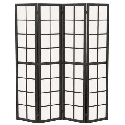 HOMCOM 4 Panel Folding Room Divider, Freestanding Room Separator, Indoor Privacy Screen for Living Room, Bedroom, Black