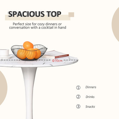 HOMCOM Modern Round Dining Table Leisure Coffee Bistro Table with Metal Base for Kitchen & Dining Room White