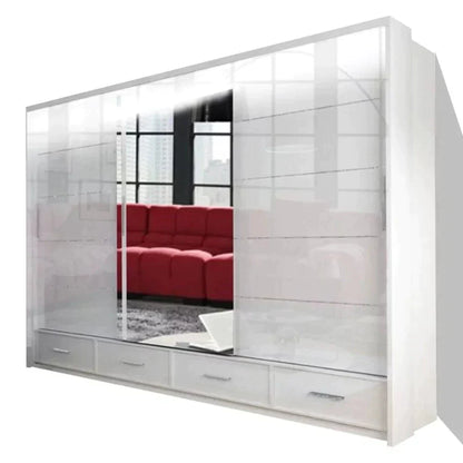 Cecilia Large High Gloss White Sliding Wardrobe 250cm