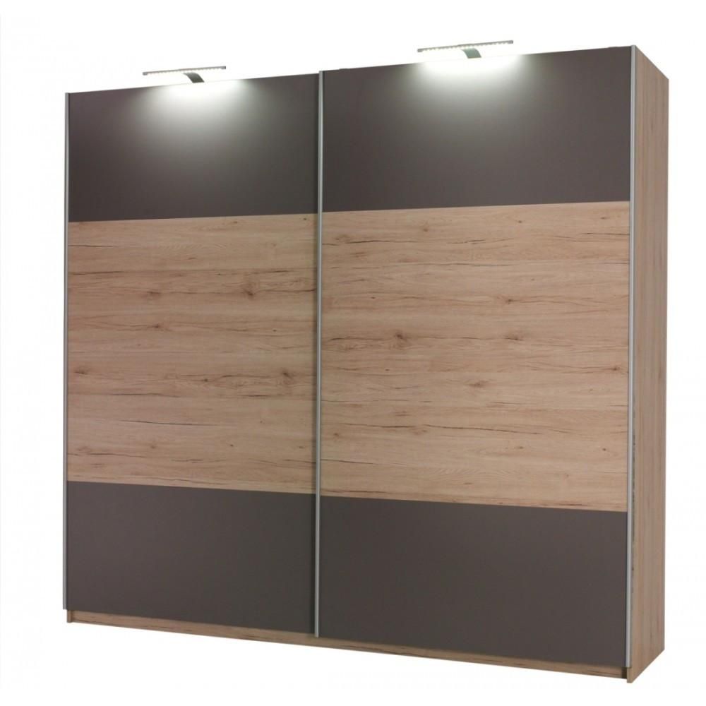 Dianna 2-Door Sliding Wardrobe - Lava Grey & Oak or Pine