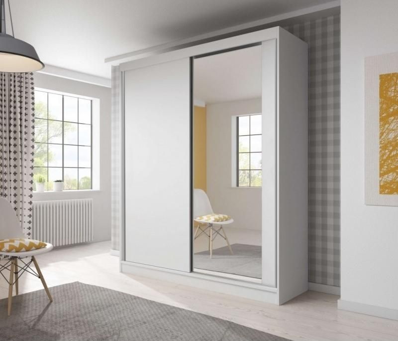 Beatrix 2-Door Mirrored Sliding Wardrobe 183cm - Matt Black, Matt White or Sonoma Oak