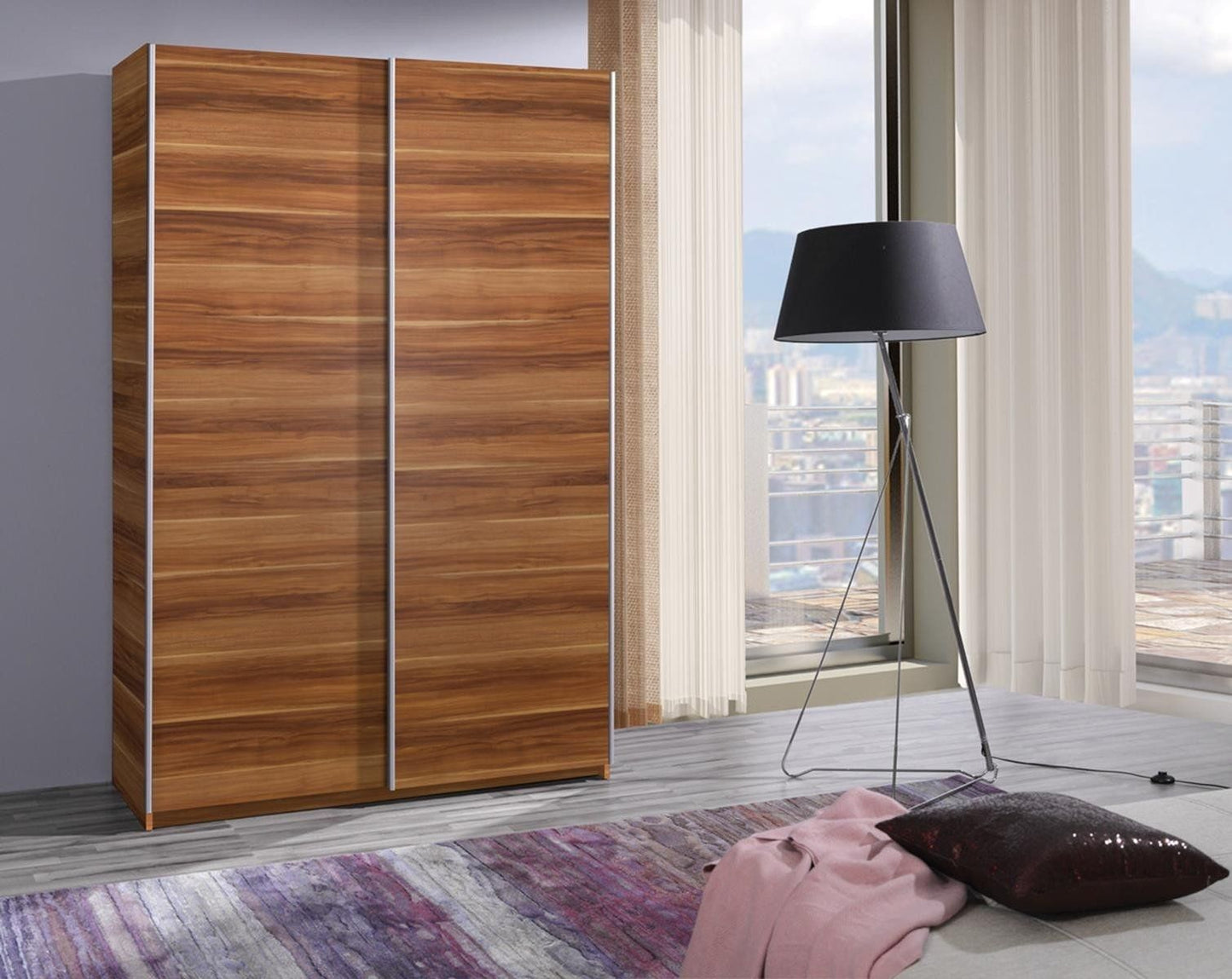 Faye 2-Door Sliding Wardrobe 135cm - Wenge, White or Plum Wallis