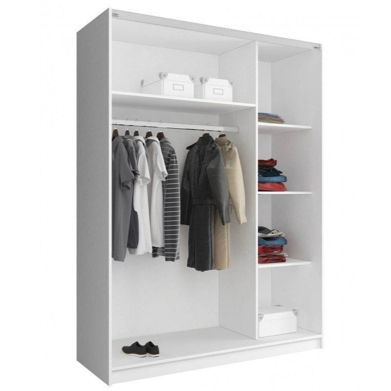 Merlin-V Fully Mirrored 2-Door Sliding Wardrobe - Matt White