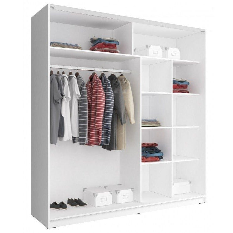 Merlin-V Fully Mirrored 2-Door Sliding Wardrobe - Matt White