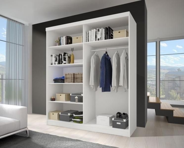 Beatrix 2-Door Mirrored Sliding Wardrobe 183cm - Matt Black, Matt White or Sonoma Oak