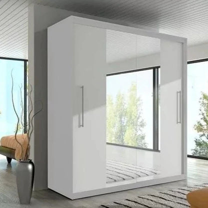 Tanis 2-Door Mirrored Sliding Wardrobe 204cm - Sonoma Oak or Matt White