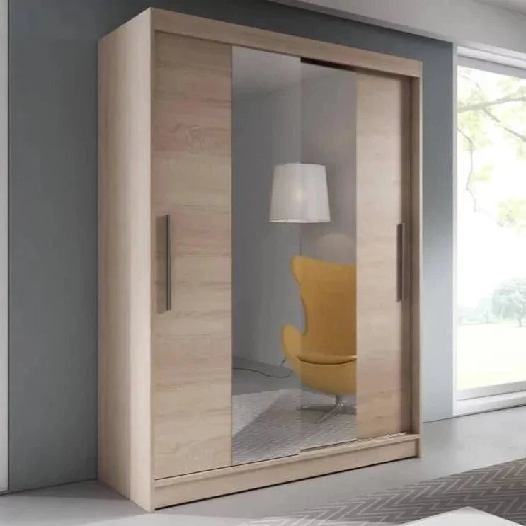 Sinatra Sliding Mirror Door Wardrobe 150cm in Sonoma Oak