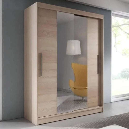 Sinatra Sliding Mirror Door Wardrobe 150cm in Sonoma Oak