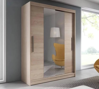 Sinatra Sliding Mirror Door Wardrobe 150cm in Sonoma Oak