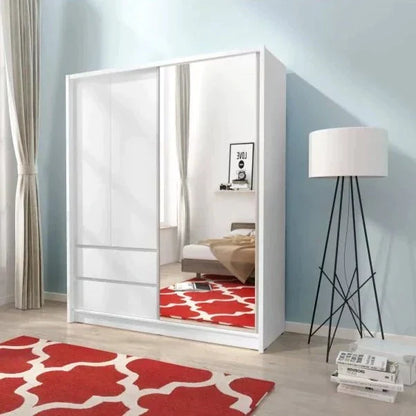 Maharashtra Sliding Door Wardrobe 184cm - White Matt