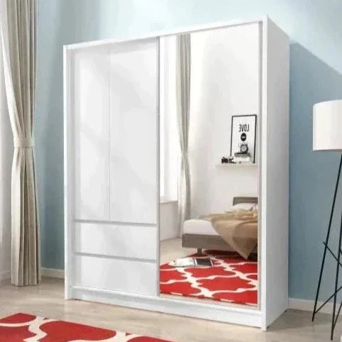 Maharashtra Sliding Door Wardrobe 184cm - White Matt