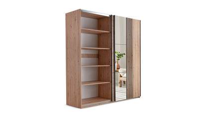 Oak Artistan Mirrored Sliding Door Wardrobe 200cm – KINGSLEY