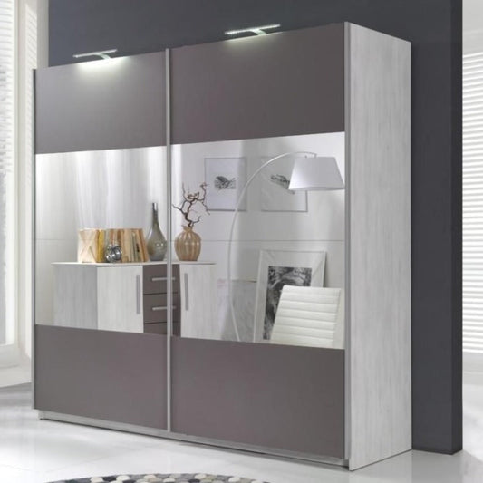 Dianna 2-Door Sliding Wardrobe - Lava Grey & Oak or Pine