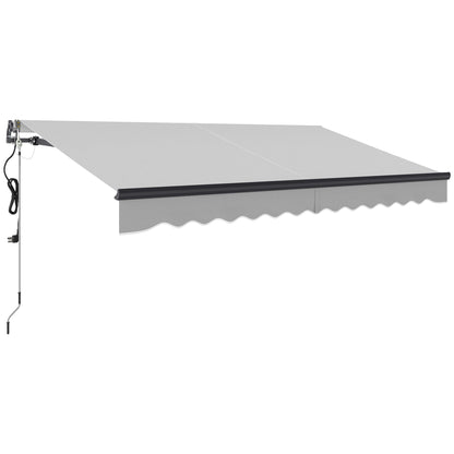 Outsunny 3.5 x 3(m) Electric Awning with Remote Controller, Aluminium Frame DIY Retractable Awning, UPF30+ Sun Shade Canopy for Garden Patio Deck Door Window, Light Grey