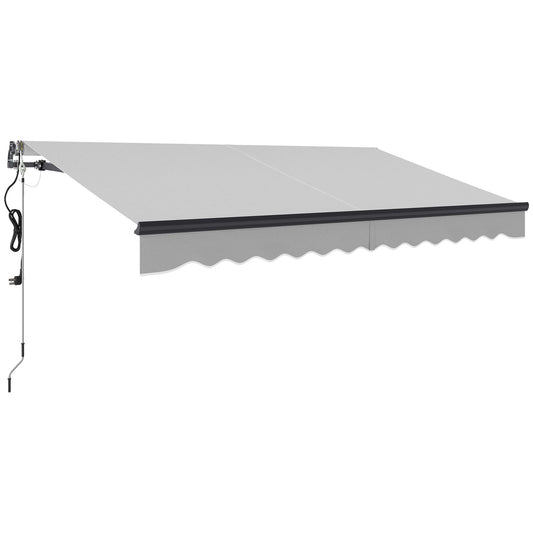 Outsunny 3.5 x 3(m) Electric Awning with Remote Controller, Aluminium Frame DIY Retractable Awning, UPF30+ Sun Shade Canopy for Garden Patio Deck Door Window, Light Grey