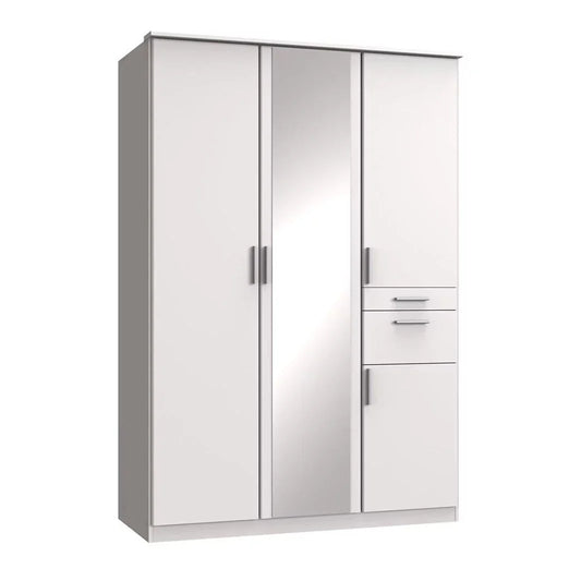 Kodera 3 Door and 2 Drawer Mirrored Wardrobe - White