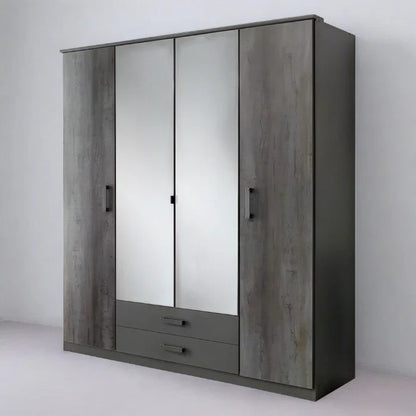 Darwin 4 Door and 2 Drawer Wardrobe - Grey