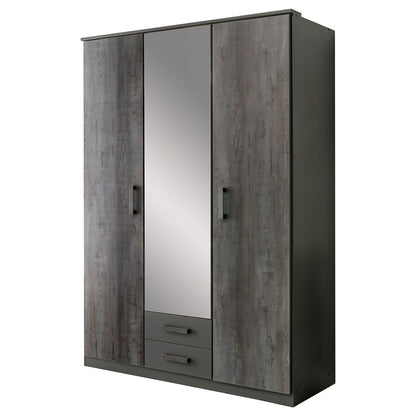 Darwin 3 Door and 2 Drawer Wardrobe - Grey